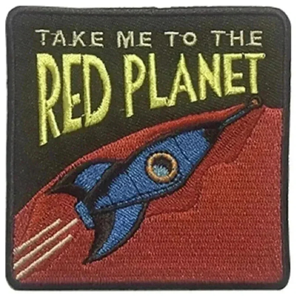 Take Me to The Red Planet Embroidered Artwork Iron-On Sew-On Patch 3.2 X 3.2"